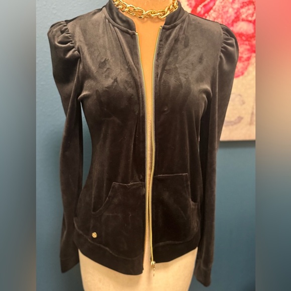 Lilly Pulitzer Evanna Black Velour Women's Jacket Small - Picture 1 of 6